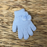 Kids One Size Magic Gloves With Poms - Blue