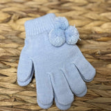 Kids One Size Magic Gloves With Poms - Blue