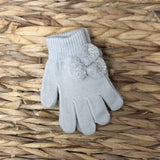 Perfect Little Thing Kids One Size Magic Gloves With Poms - Grey