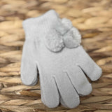 Perfect Little Thing Kids One Size Magic Gloves With Poms - Grey