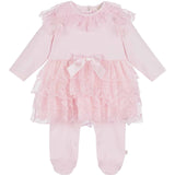 CARAMELO KIDS Baby Girls Pink Cotton & Tulle Babygrow