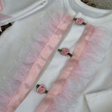 Handmade Baby Girls Rosebud Sleepsuit With Beanie Hat