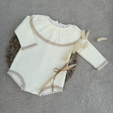 Girls Cream Spanish Knit Romper