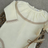 Girls Cream Spanish Knit Romper