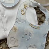 Perfect Little Thing Boys Blue Dior Handmade Sleepsuit And Bib