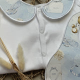 Perfect Little Thing Boys Blue Dior Handmade Sleepsuit And Bib