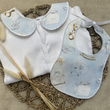 Perfect Little Thing Boys Blue Dior Handmade Sleepsuit And Bib