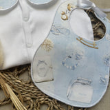 Perfect Little Thing Boys Blue Dior Handmade Sleepsuit And Bib