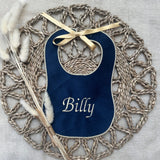 Perfect Little Thing Boys Navy Velvet Handmade Bib