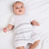 Dandelion Knitted Pointelle Romper - Grey Stripe