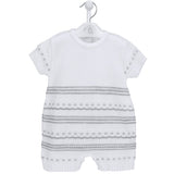 Dandelion Knitted Pointelle Romper - Grey Stripe