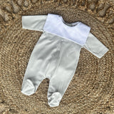 Baby Unisex Cotton Bib Romper - Grey