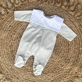 Baby Unisex Cotton Bib Romper - Grey