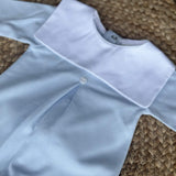 Baby Boys Cotton Bib Romper - Blue