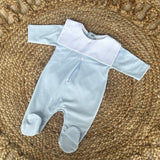 Baby Boys Cotton Bib Romper - Blue