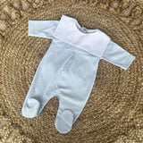 Baby Boys Cotton Bib Romper - Blue