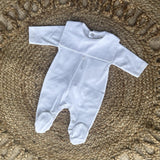 Baby Unisex Cotton Bib Romper - White