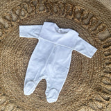 Baby Unisex Cotton Bib Romper - White