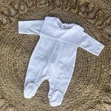 Baby Unisex Cotton Bib Romper - White