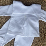 Unisex Baby Cotton Bib Trouser Set - White