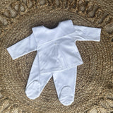 Unisex Baby Cotton Bib Trouser Set - White