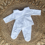 Unisex Baby Cotton Bib Trouser Set - White