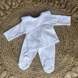 Unisex Baby Cotton Bib Trouser Set - White