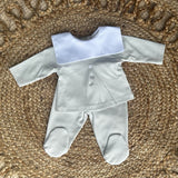 Unisex Baby Cotton Bib Trouser Set - Grey