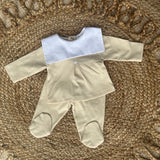 Unisex Baby Cotton Bib Trouser Set - Beige