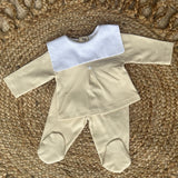 Unisex Baby Cotton Bib Trouser Set - Beige