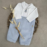 Peter Rabbit White and Blue Long Leg Romper