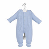 Dandelion Hooded Knitted Pramsuit - Blue