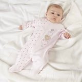 Dandelion Triple Hearts Cotton Sleepsuit - Pink