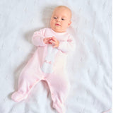 Dandelion Baby Girls Pink Knitted Bunny Romper