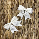 Perfect Little Thing Baby Girls Satin Bow Clips - Cream