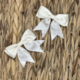 Perfect Little Thing Baby Girls Satin Bow Clips - Cream