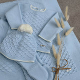 Baby Boys Blue Spanish 3 Piece Knitted Set