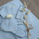 Baby Boys Blue Spanish 3 Piece Knitted Set