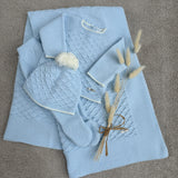 Baby Boys Blue Spanish 3 Piece Knitted Set