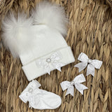 Perfect Little Thing White Hat, Socks & Bow Clip Set - White