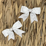 Perfect Little Thing Baby Girls Diamond Bow Clips - White