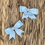 Perfect Little Thing Baby Girls Diamond Bow Clips - Blue