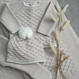 Baby's Unisex Beige Spanish 3 Piece Knitted Set