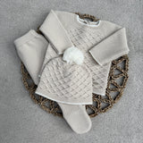 Baby's Unisex Beige Spanish 3 Piece Knitted Set