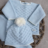 Baby Boys Blue Spanish 3 Piece Knitted Set