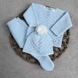 Baby Boys Blue Spanish 3 Piece Knitted Set