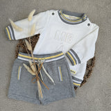 Mintini Boys White Sweatshirt Set