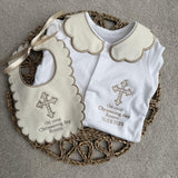 Baby's Personalised Christening Day Baby grow and Bib