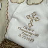 Baby's Personalised Christening Day Baby grow and Bib