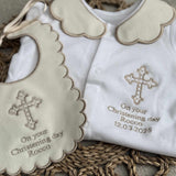 Baby's Personalised Christening Day Baby grow and Bib